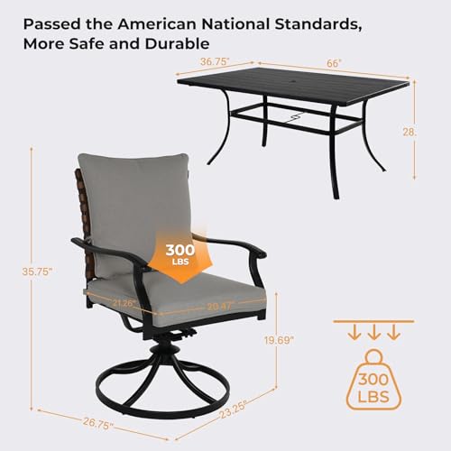 7-Piece Swivel Patio Dining Set, Black