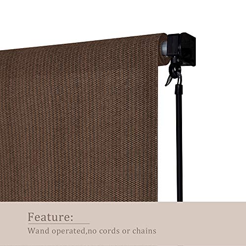 VICLLAX Patio Cordless Roller Shade, 8' x 8', Mocha