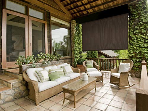 VICLLAX Patio Cordless Roller Shade, 8' x 8', Mocha