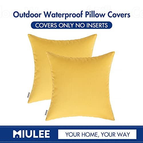 MIULEE Outdoor Waterproof Garden Pillow Covers Yellow 18x18