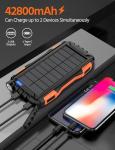 Portable Solar Charger with Power Bank & Flashlight