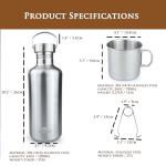 Stainless Steel 42oz Water Bottle with Cup Set