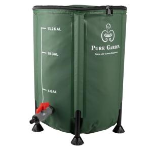 Collapsible 13.2-Gallon Rain Barrel for Water Storage