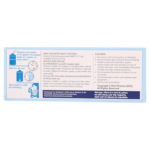 Ef-Chlor Water Purification Tablets - Emergency Prep, Travel, Camping