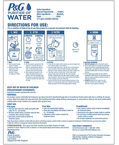 P&G Portable Water Purifier Packets for Emergency Prepping