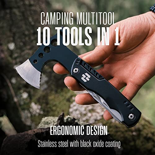 10-in-1 Stainless Steel Camping Multitool Axe