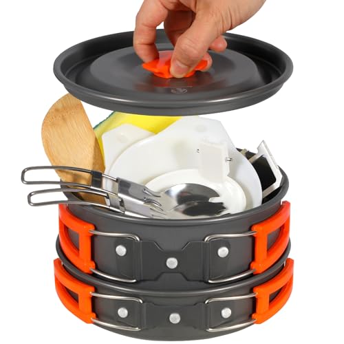 Compact REDCAMP Camping Cookware Mess Kit for Hiking