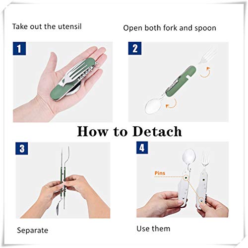 Multi-Function 6-in-1 Camping Utensil Set (Black + Green)