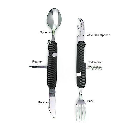 Multi-Function 6-in-1 Camping Utensil Set (Black + Green)