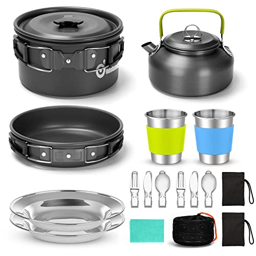 15pcs Odoland Camping Cookware Mess Kit for Outdoor Cooking