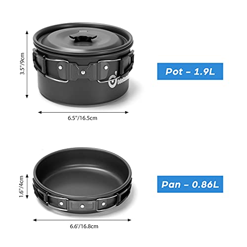 15pcs Odoland Camping Cookware Mess Kit for Outdoor Cooking