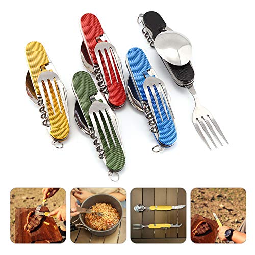Multi-Function 6-in-1 Camping Utensil Set (Black + Green)