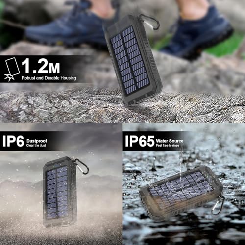 Portable Solar Charger for Phones, Waterproof Camping Power
