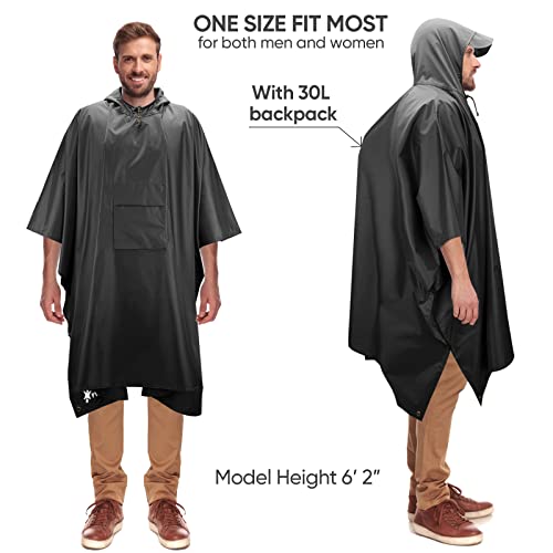 Hooded Rain Poncho with Pocket for Preppers