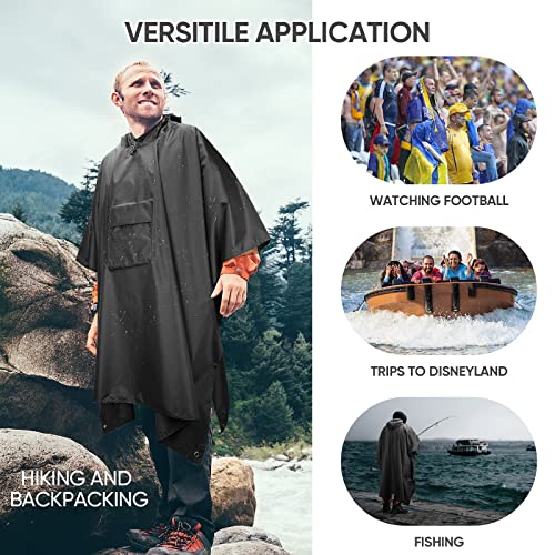 Hooded Rain Poncho with Pocket for Preppers