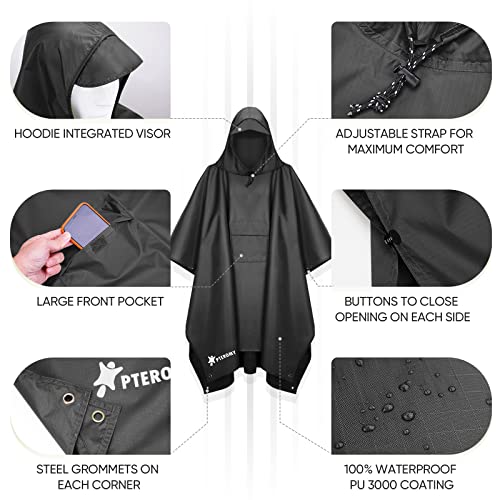 Hooded Rain Poncho with Pocket for Preppers