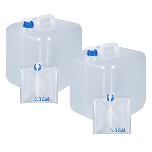 Foldable Water Jugs: 5.3 Gallon, Pack of 2
