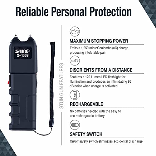 SABRE Stun Gun with Flashlight and Anti-Grab Technology