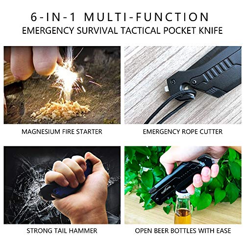 6-in-1 Survival Tactical Military Folding Pocket Knive