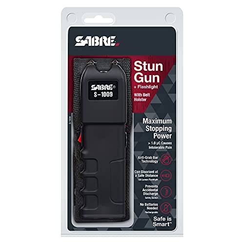 SABRE Stun Gun with Flashlight and Anti-Grab Technology
