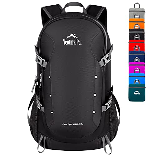 Lightweight 40L Packable Hiking Backpack - Black