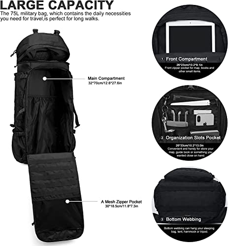 Mardingtop 75L Molle Internal Frame Backpack - Prepper Supplies