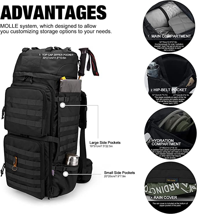 Mardingtop 75L Molle Internal Frame Backpack - Prepper Supplies