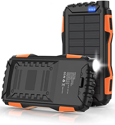Portable Solar Charger with Power Bank & Flashlight