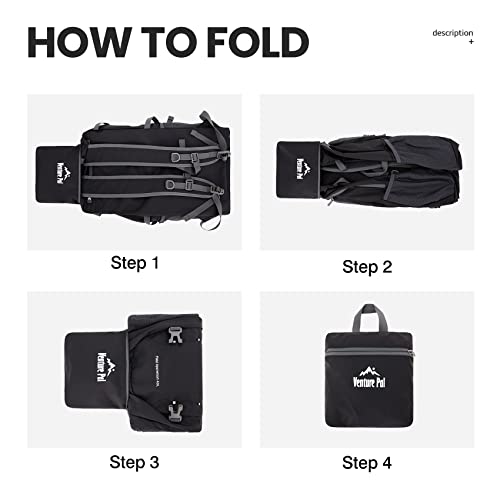Lightweight 40L Packable Hiking Backpack - Black