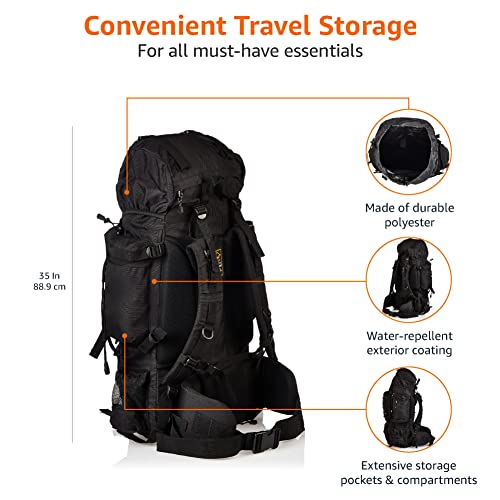 Black 75L Hiking Camping Rucksack Backpack with Rainfly