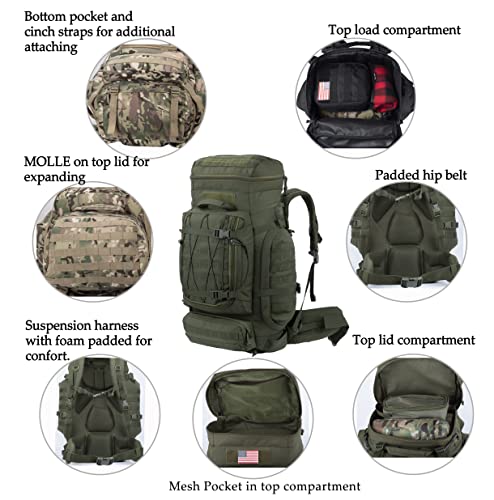 70L Tactical MOLLE Rucksack for Hiking & Hunting