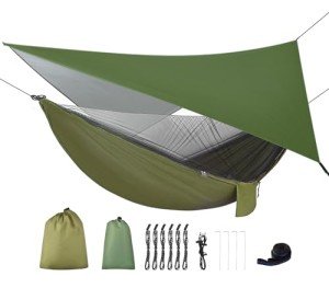 FIRINER Camping Hammock with Rainfly and Mosquito Net