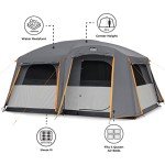 10-Person Multi-Room Cabin Tent with Rainfly