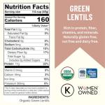Organic Dried Green Lentils - 40 lb Bulk Bucket