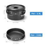 15pcs Odoland Camping Cookware Mess Kit for Outdoor Cooking