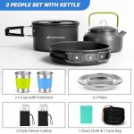 15pcs Odoland Camping Cookware Mess Kit for Outdoor Cooking