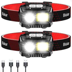 Blukar 2000L Rechargeable LED Headlamp - 2 Pack