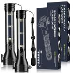 Solar LED Flashlight with USB-C Rechargeable, 2 Pack