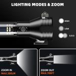 Solar LED Flashlight with USB-C Rechargeable, 2 Pack