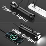 Solar LED Flashlight with USB-C Rechargeable, 2 Pack