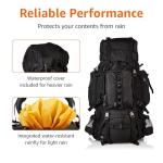 Black 75L Hiking Camping Rucksack Backpack with Rainfly