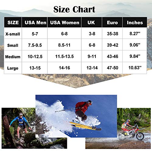 RANDY SUN Mens' Womens' Performance Cushion Crew Socks Mid-Calf Hiking Padded Cushion Outwear Sock in Snow Sports 2 Pairs Black Small