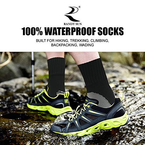 RANDY SUN Mens' Womens' Performance Cushion Crew Socks Mid-Calf Hiking Padded Cushion Outwear Sock in Snow Sports 2 Pairs Black Small