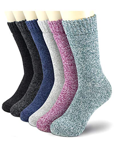NevEND 6 Pairs Women's Wool Merino Winter Thermal Boot Thick Insulated Heated Socks For Cold Weather Outdoor Activities