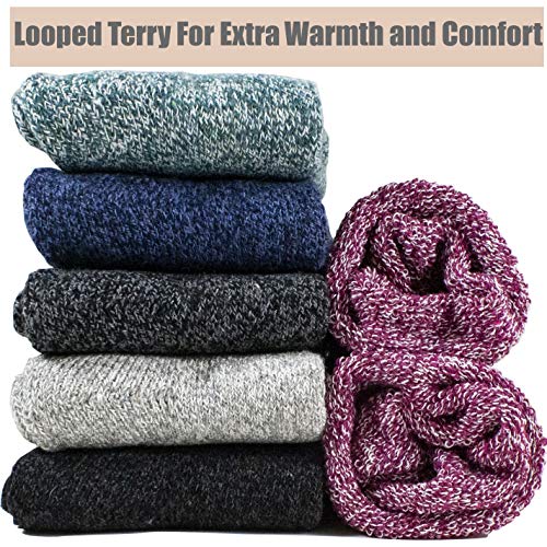 NevEND 6 Pairs Women's Wool Merino Winter Thermal Boot Thick Insulated Heated Socks For Cold Weather Outdoor Activities