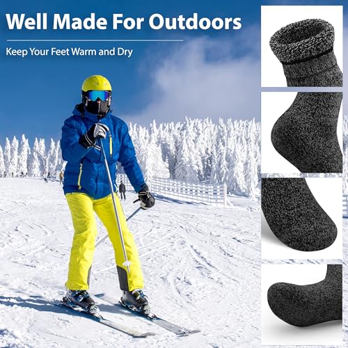 NevEND 6 Pairs Women's Wool Merino Winter Thermal Boot Thick Insulated Heated Socks For Cold Weather Outdoor Activities