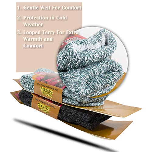 NevEND 6 Pairs Women's Wool Merino Winter Thermal Boot Thick Insulated Heated Socks For Cold Weather Outdoor Activities