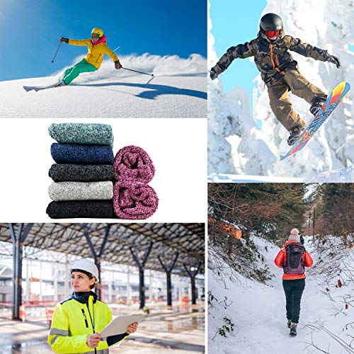 NevEND 6 Pairs Women's Wool Merino Winter Thermal Boot Thick Insulated Heated Socks For Cold Weather Outdoor Activities