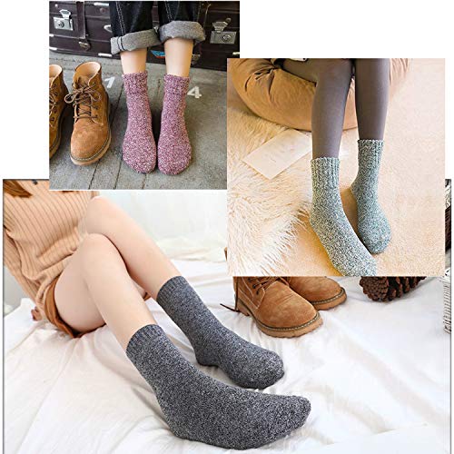 NevEND 6 Pairs Women's Wool Merino Winter Thermal Boot Thick Insulated Heated Socks For Cold Weather Outdoor Activities