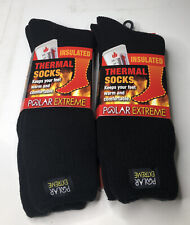 Polar Extreme 2 Pack Men's Heat Trapping Thermal Warmer Black Insulated Winter Boot Socks